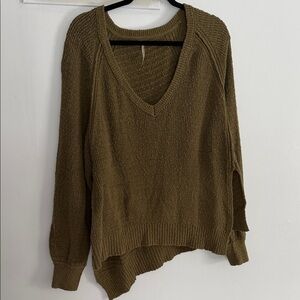 Olive V-Neck Women's Sweater